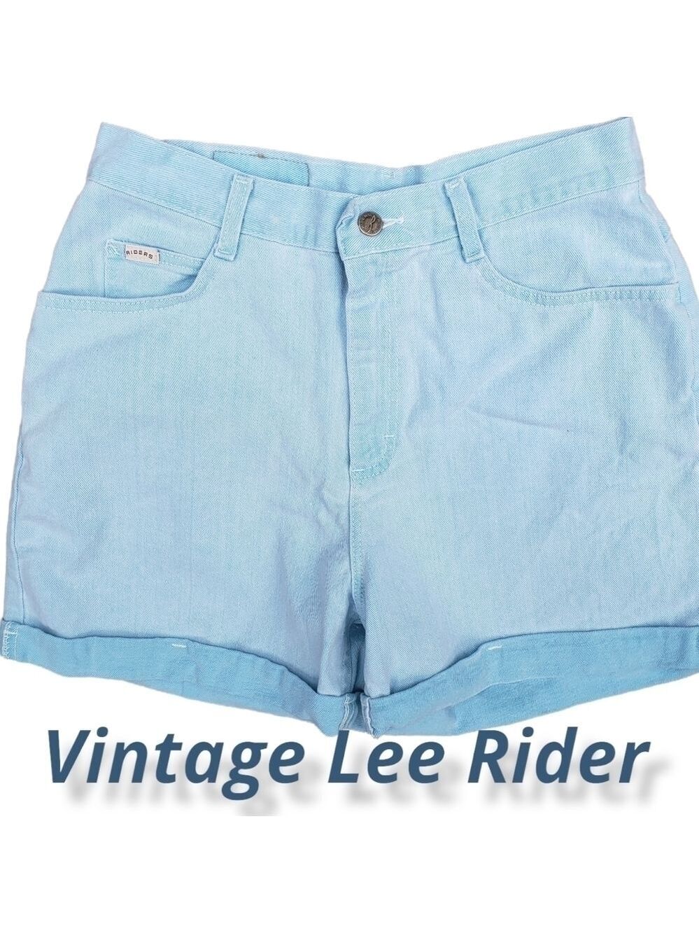 VINTAGE Lee Rider Ribcage Waist Tag 14 waist 31 Light Blue 100% Cotton EUC
